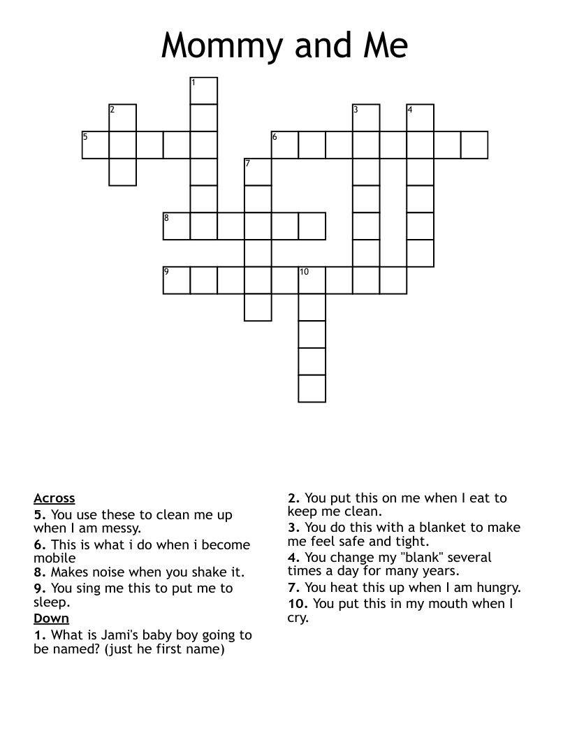 Mommy And Me Crossword WordMint Mommy And Me Crossword WordMint