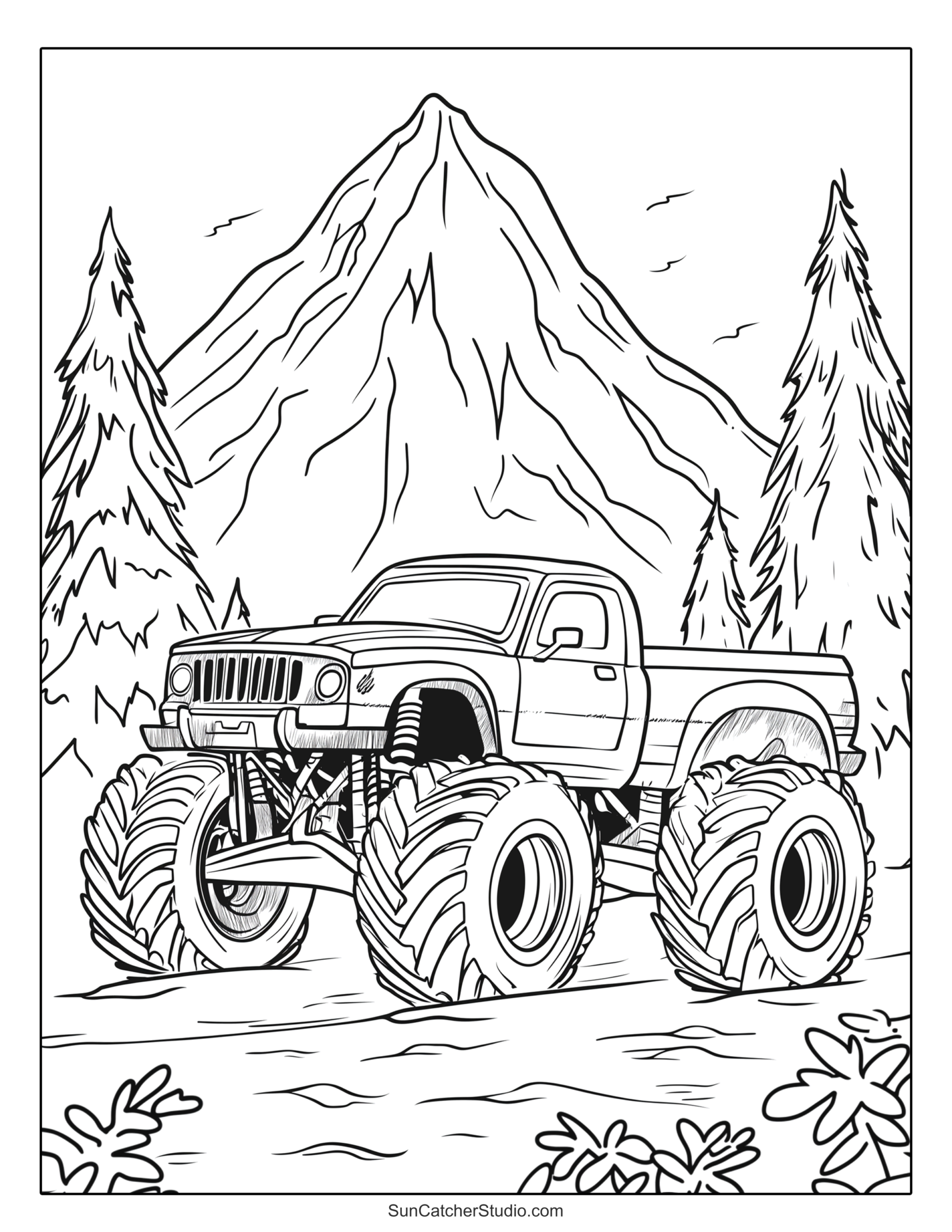 Monster Truck Coloring Pages And Coloring Sheets Free Printables Lettering SVG Files Tools Apps