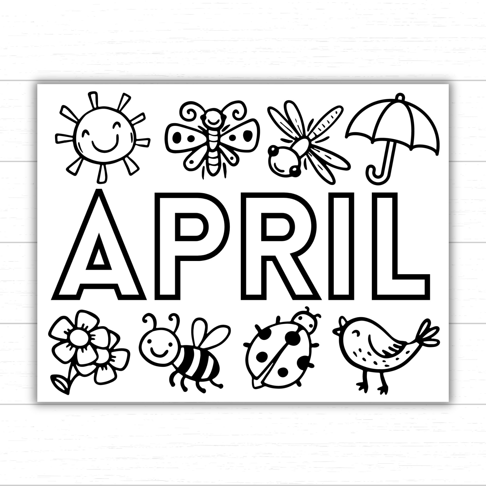 Month Of April Coloring Page For Kids Printable Spring Activity Workheet Preschool Kindergarten Sheet Springtime Nature Art Classroom Etsy
