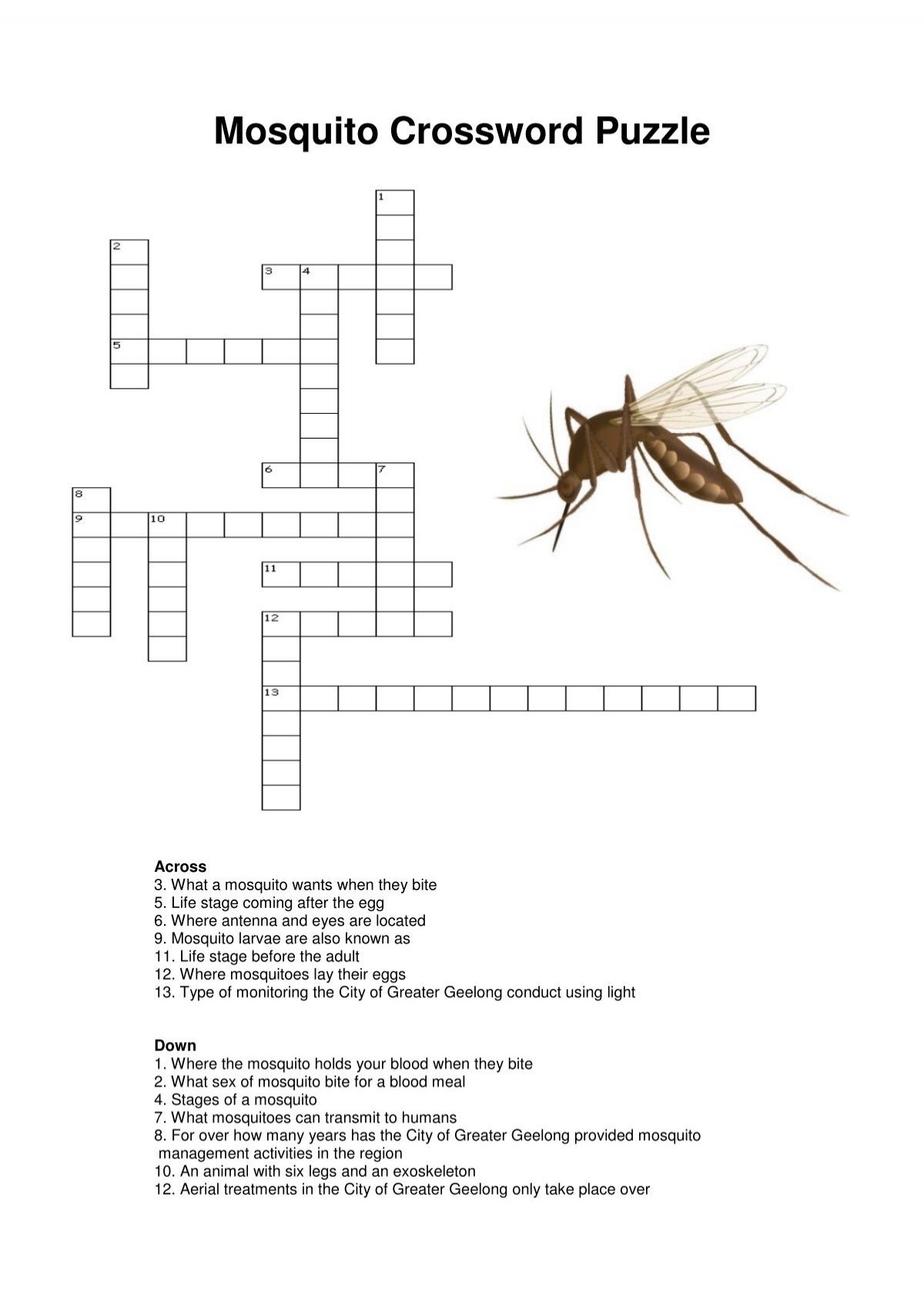 Mosquito Crossword Inc Answers City Of Greater Geelong