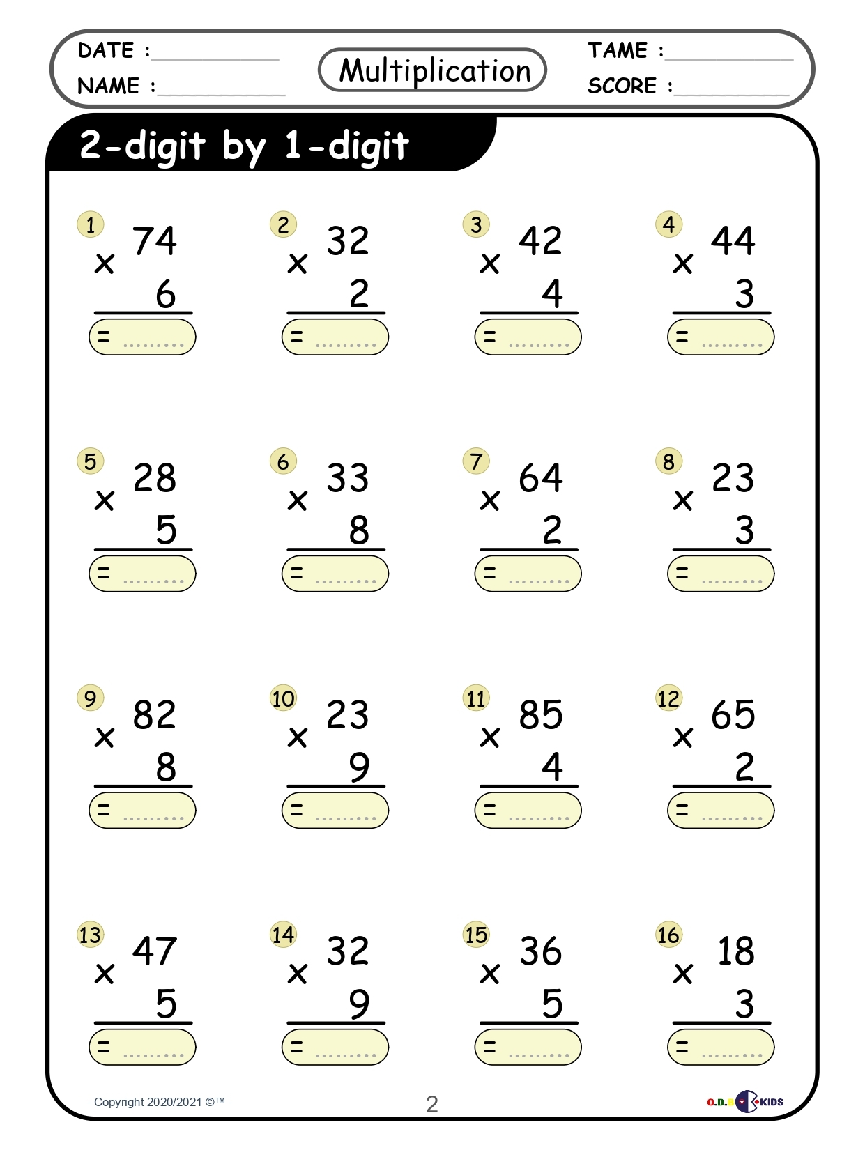 Multi Digit Multiplication Mastery Worksheets From 2 Digit To 4 Digit Operation Made By Teachers