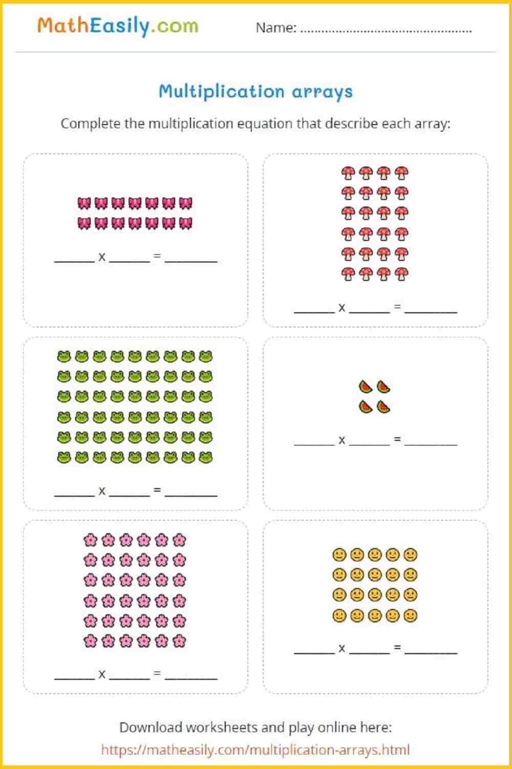 Multiplication Arrays Games ONLINE Worksheets Multiplication Arrays Games ONLINE Worksheets