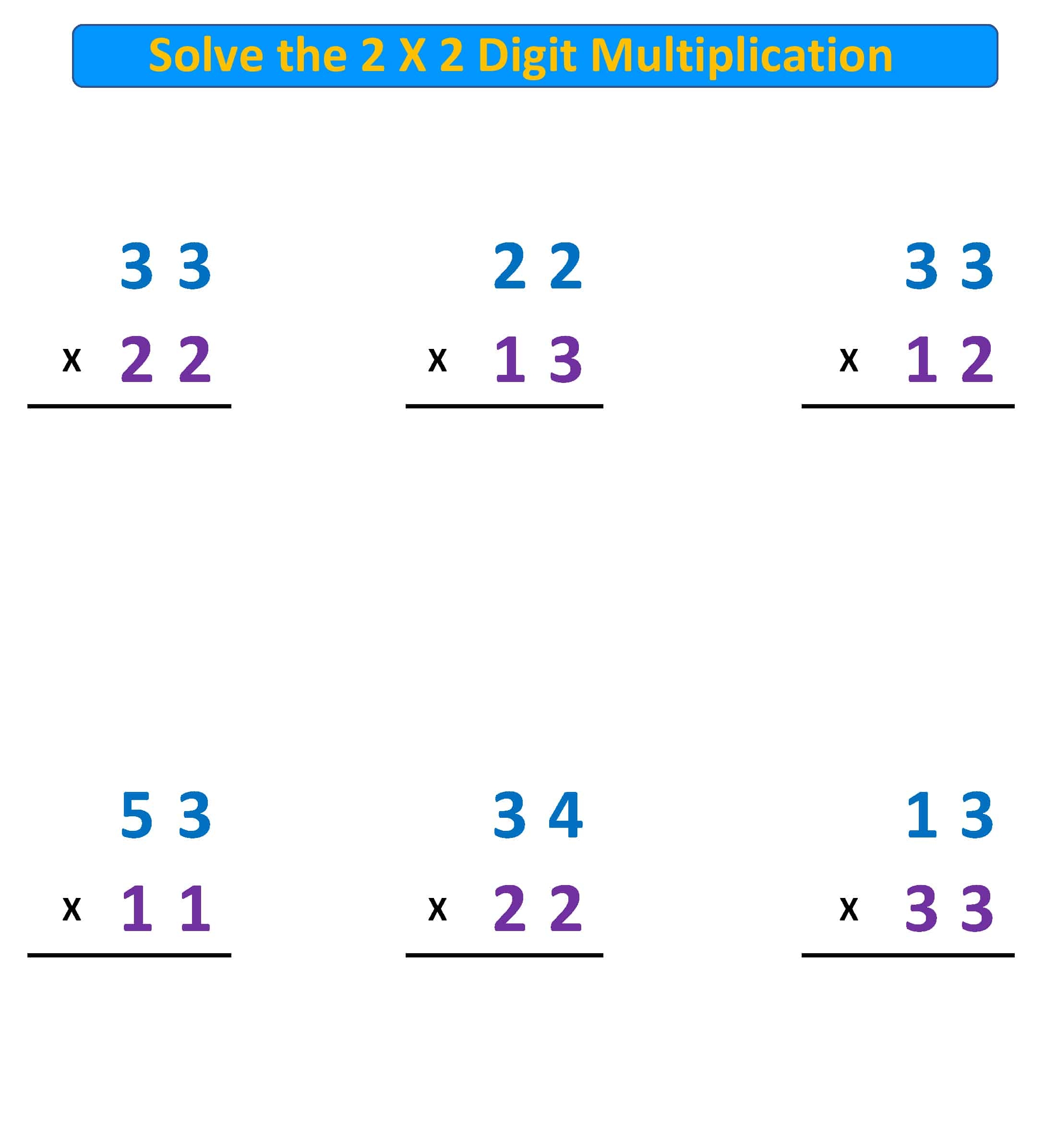 Multiplication Problems 2 X 2 Digit No Regrouping Mr R s World Of Math Multiplication Problems 2 X 2 Digit No Regrouping Mr R s World Of Math