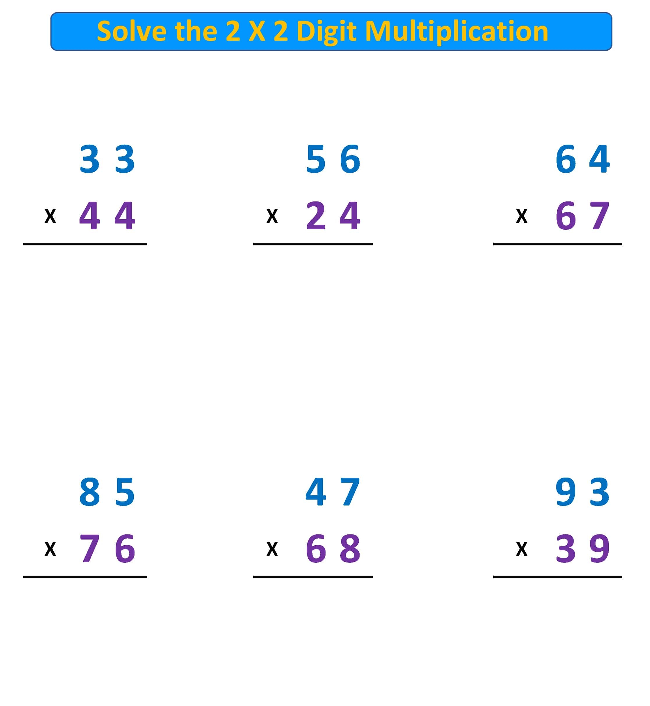 two digit by two digit multiplication two digit by two digit multiplication
