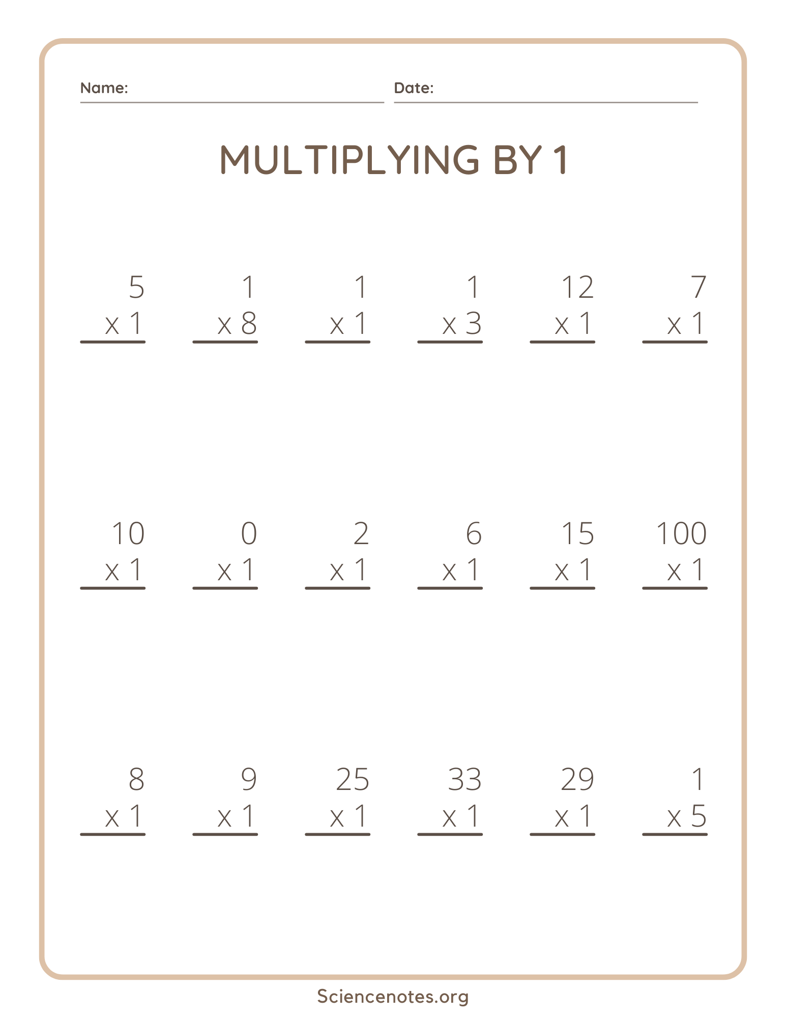 Multiplication Worksheets
