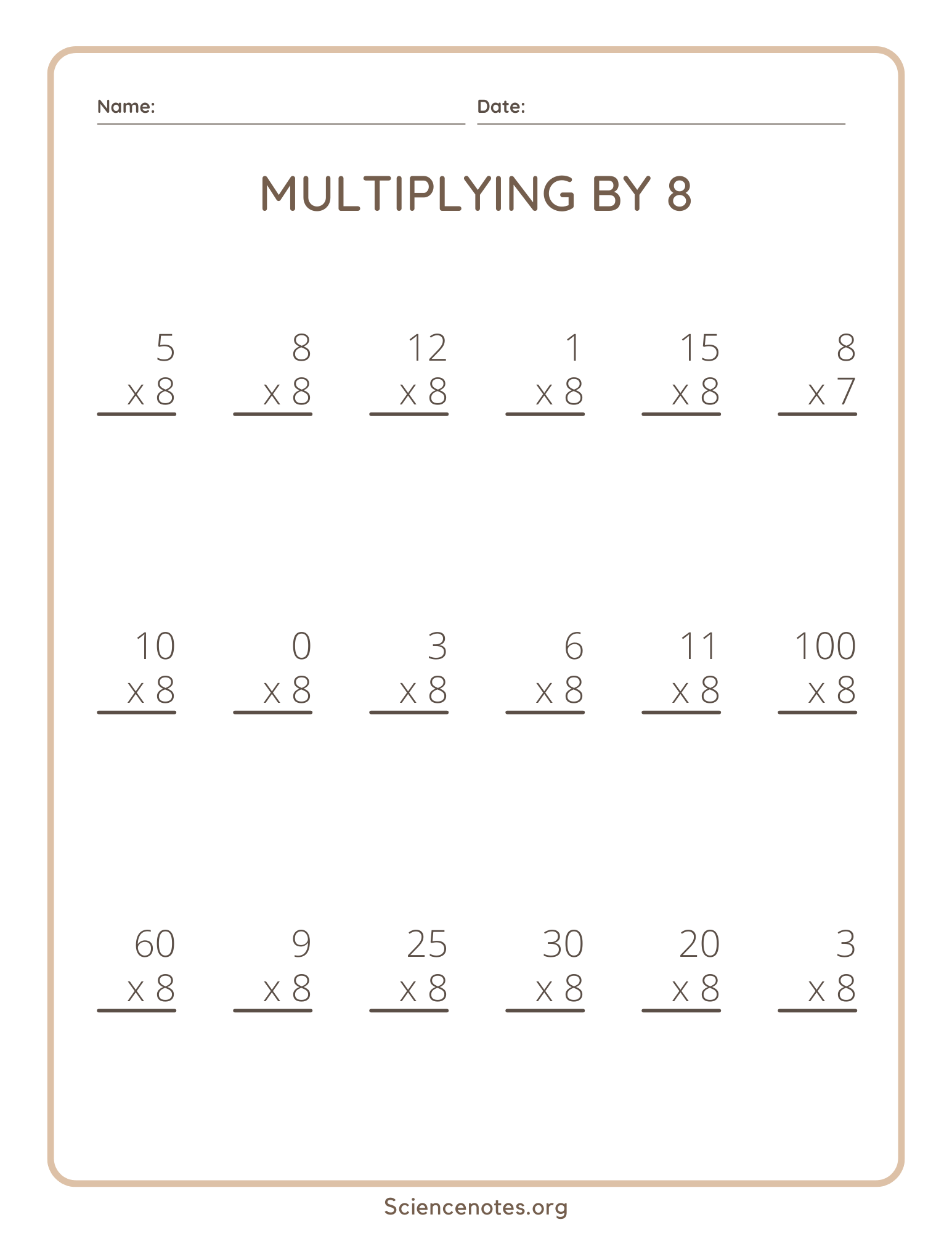 Multiplication Worksheets