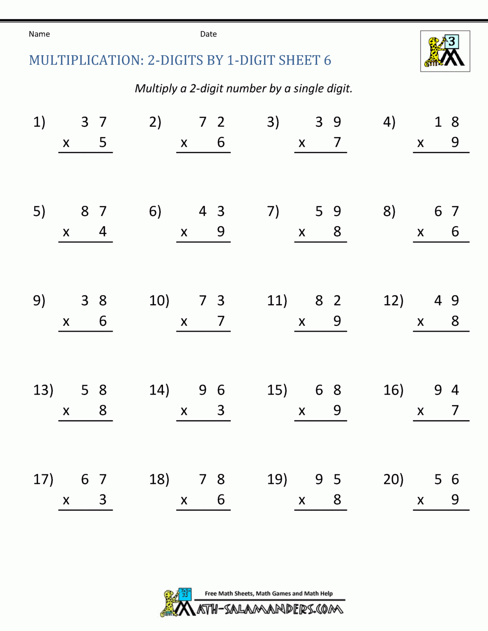 Multiplication Worksheets For 3rd Grade