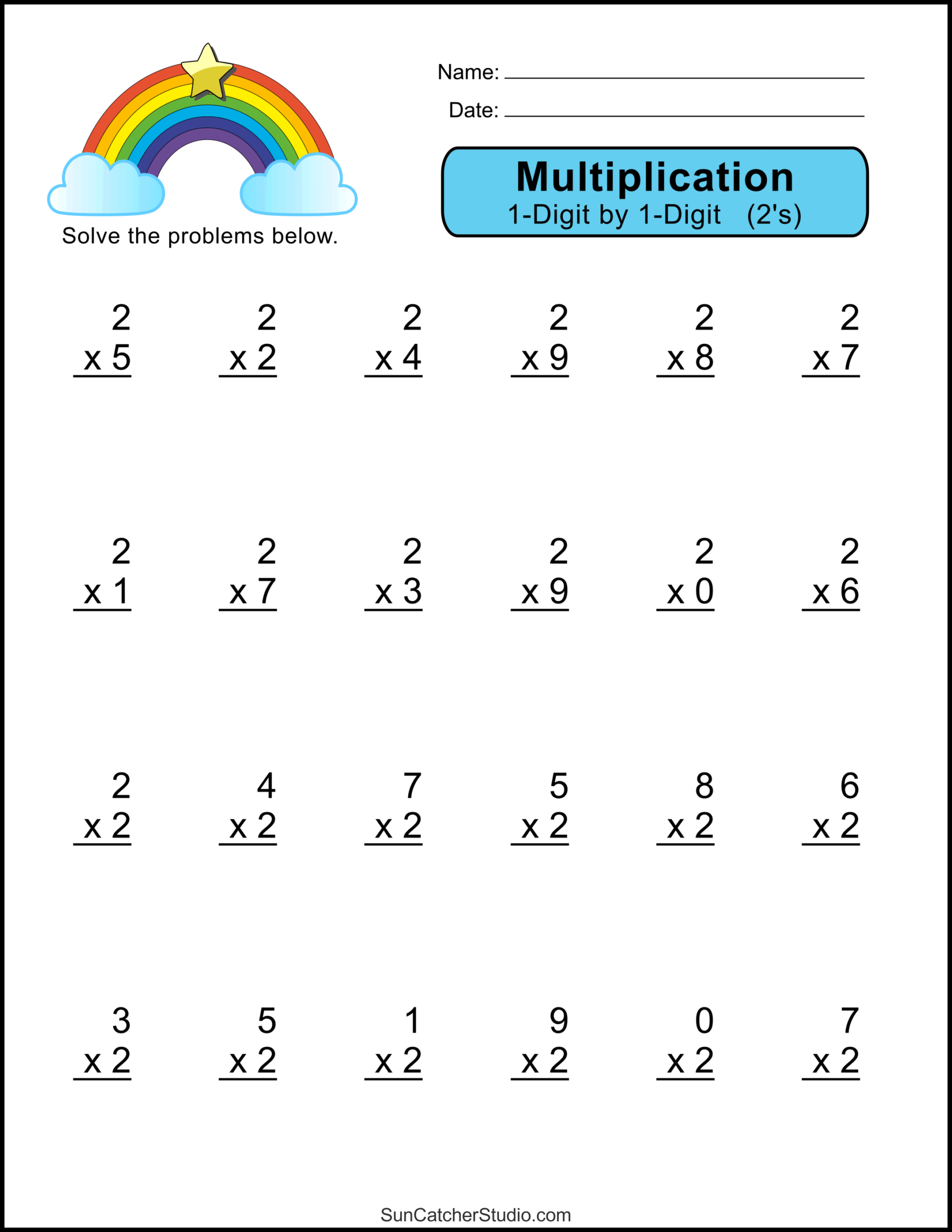 Multiplication Worksheets One Digit Math Drills Free Printables Lettering SVG Files Tools Apps