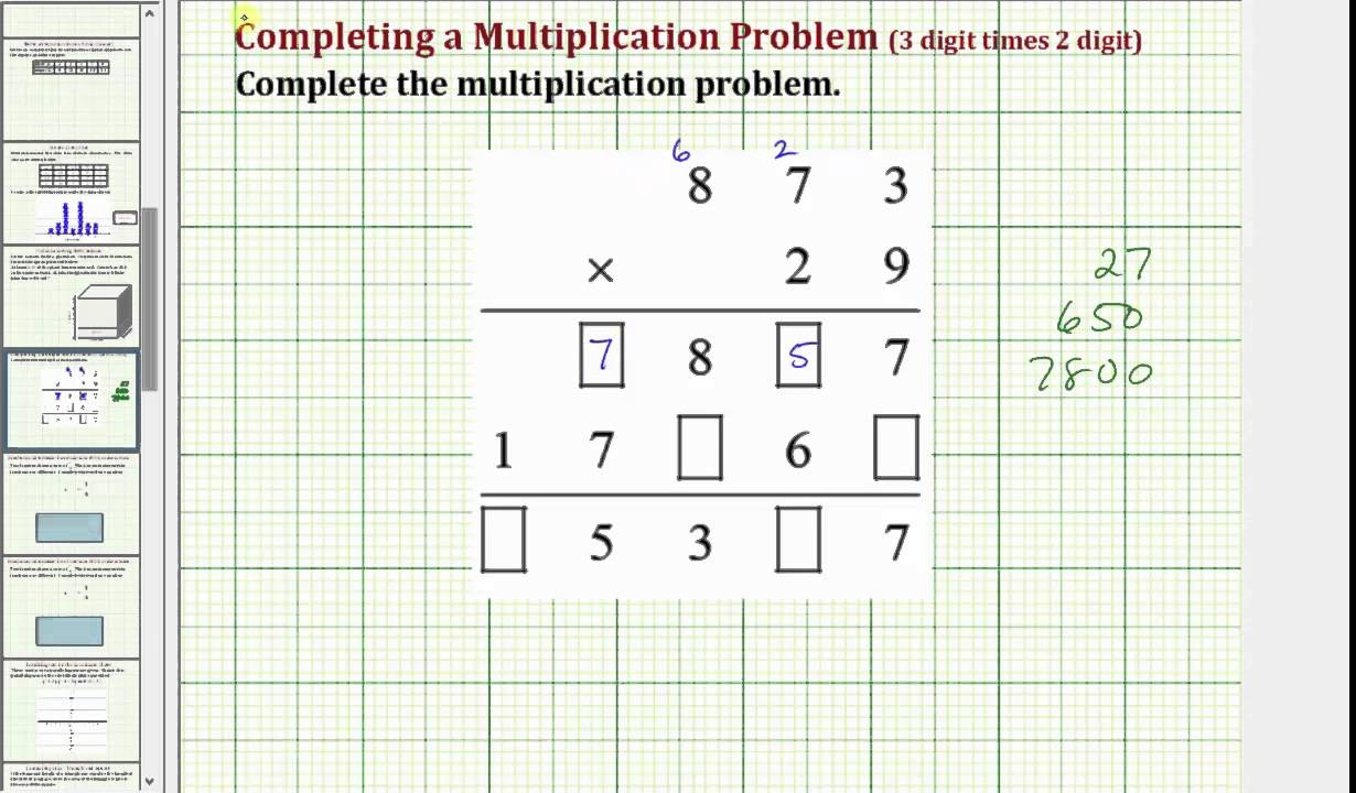 three digit by two digit multiplication