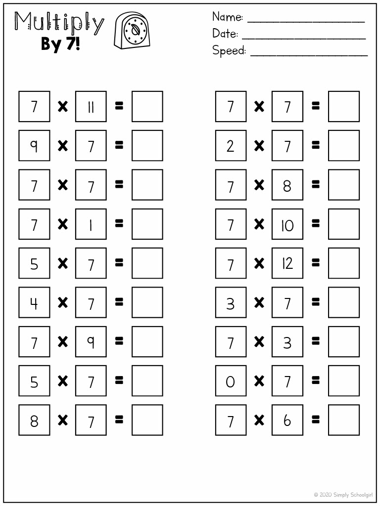 Multiply By Seven Worksheets Multiplication Facts 7 Times Tables By Teach Simple Multiply By Seven Worksheets Multiplication Facts 7 Times Tables By Teach Simple