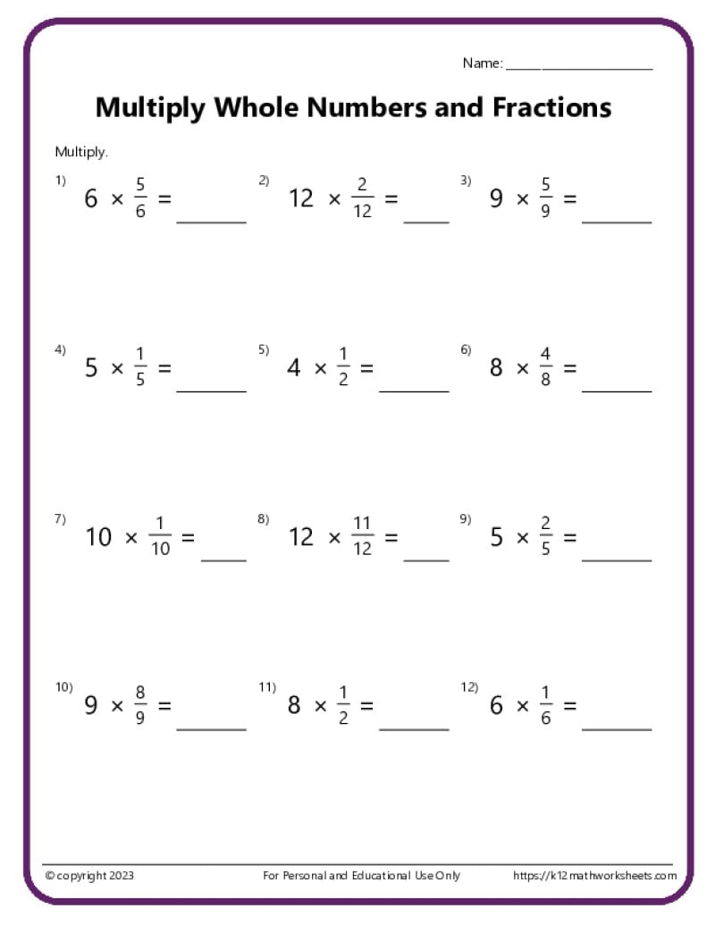 multiplying mixed numbers worksheet
