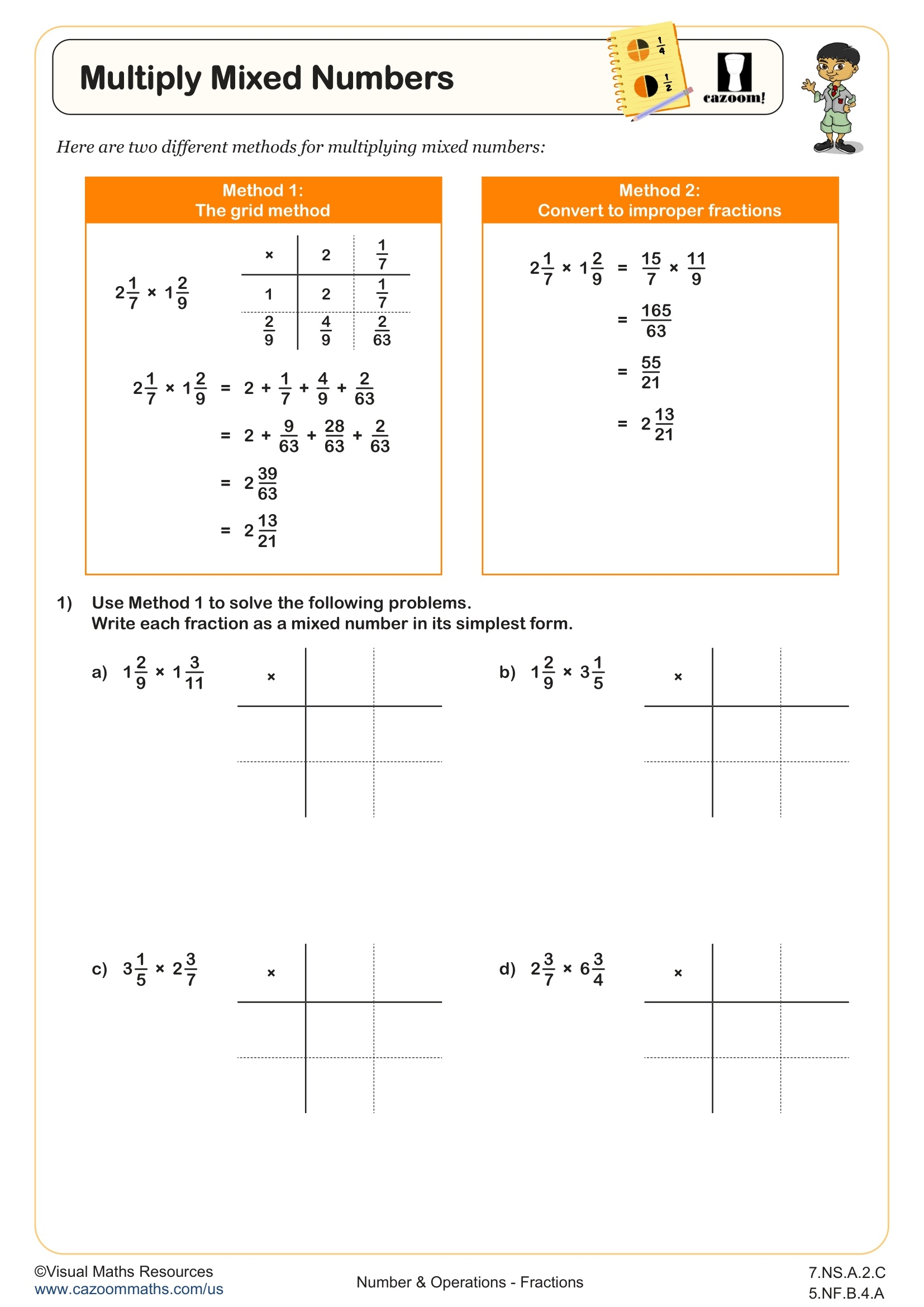 Multiply Mixed Numbers Worksheet Fun And Engaging 5th Grade And 7th Grade Number Operations Worksheet