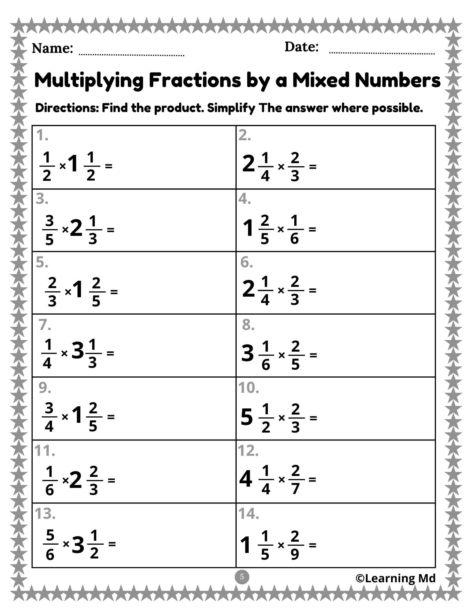 Multiplying Fractions By A Whole Numbers Fractions Mixed Numbers Worksheets Made By Teachers
