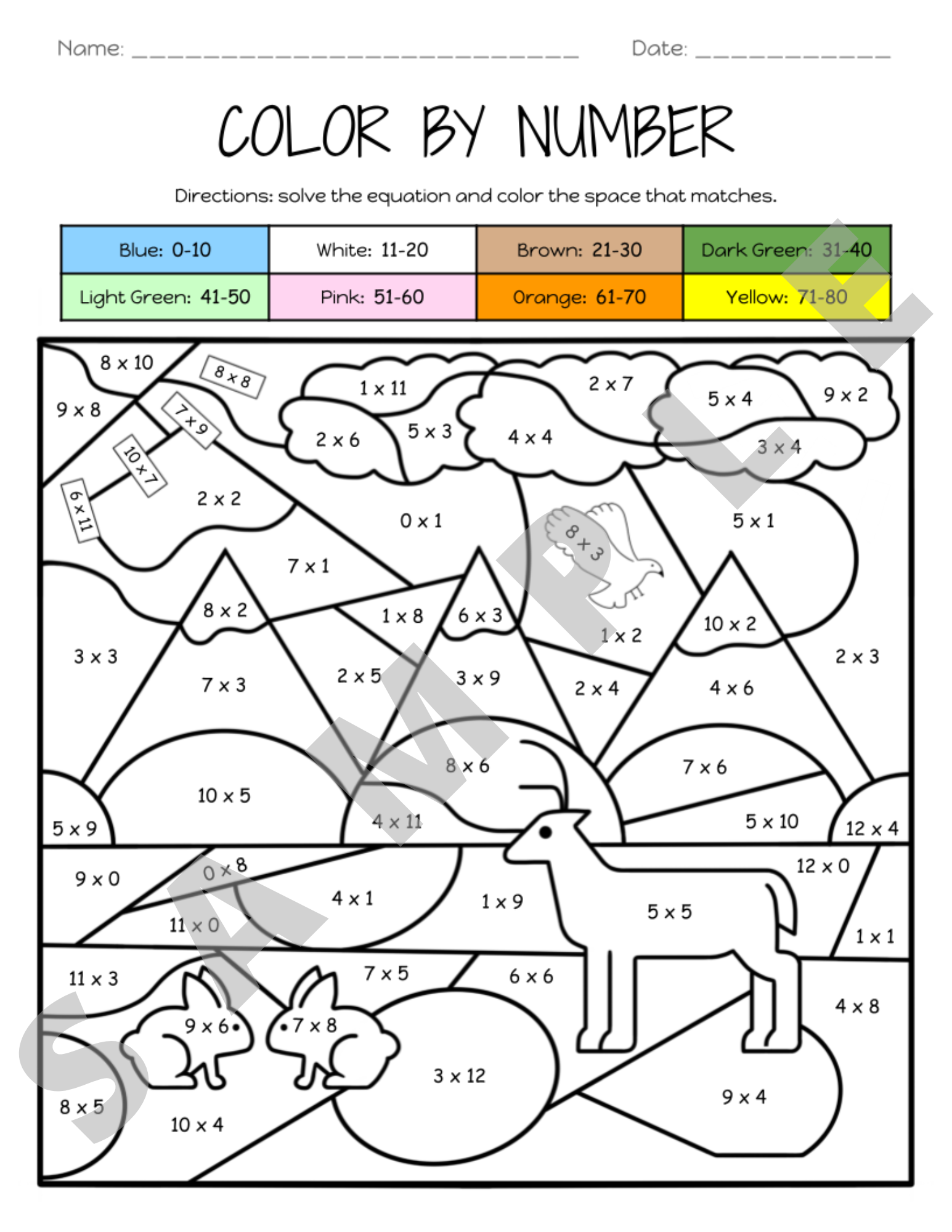 color by math worksheets color by math worksheets