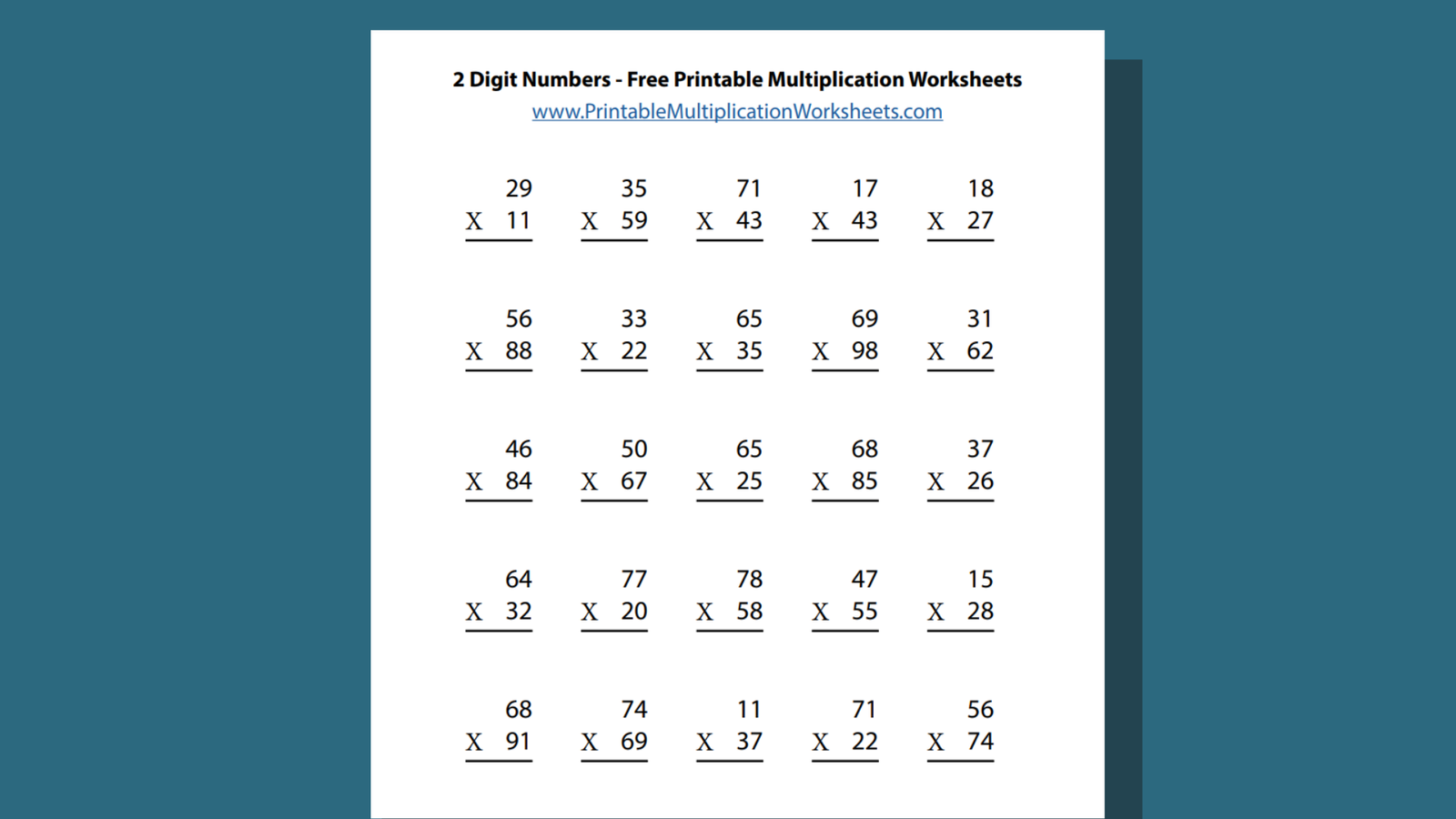 double digit multiplication practice sheets