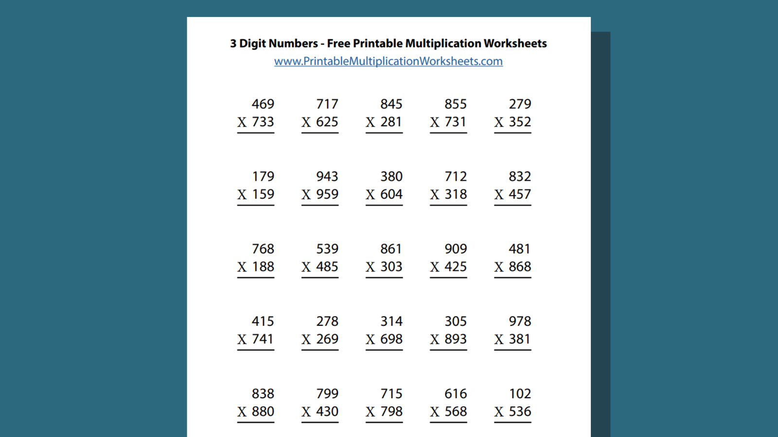 Multiplying With 3 Digit Numbers Printable Multiplication Worksheets Multiplying With 3 Digit Numbers Printable Multiplication Worksheets