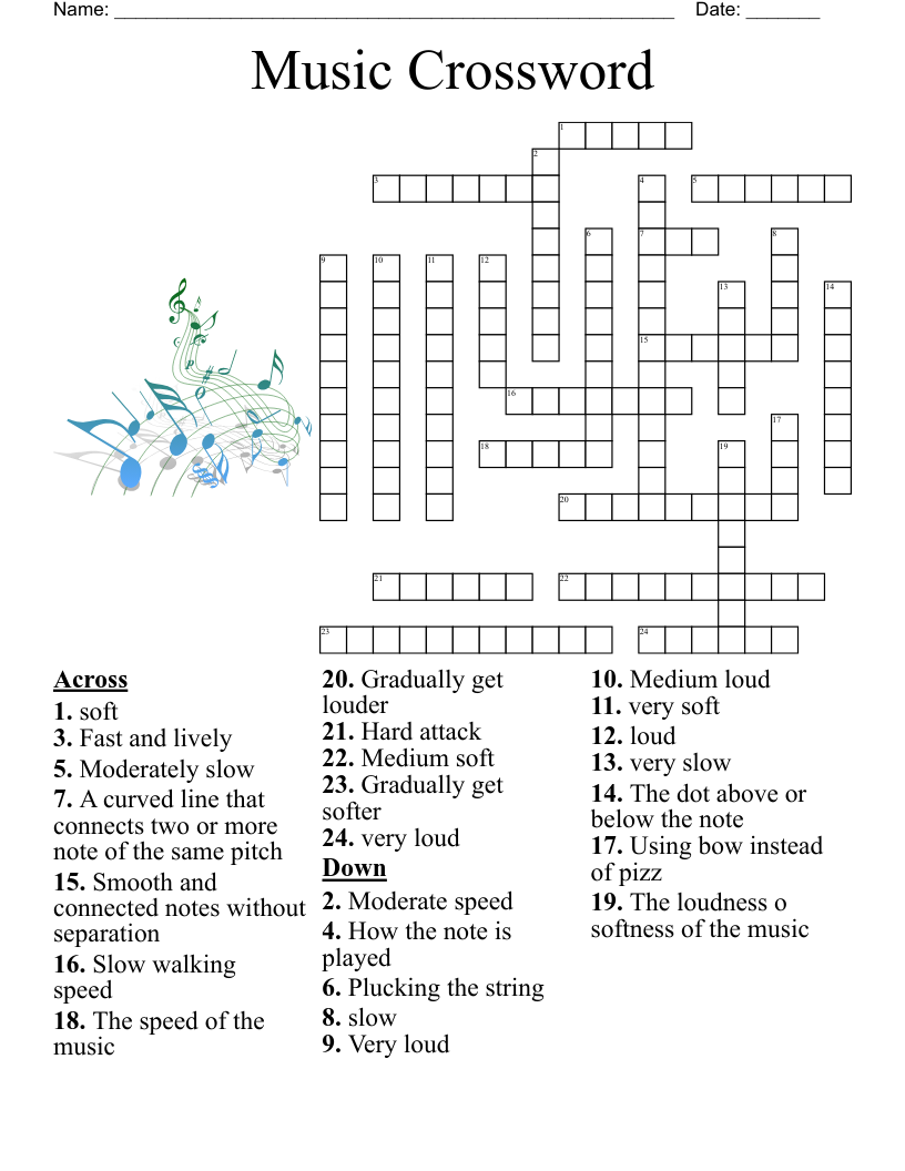 Music Crossword WordMint Music Crossword WordMint