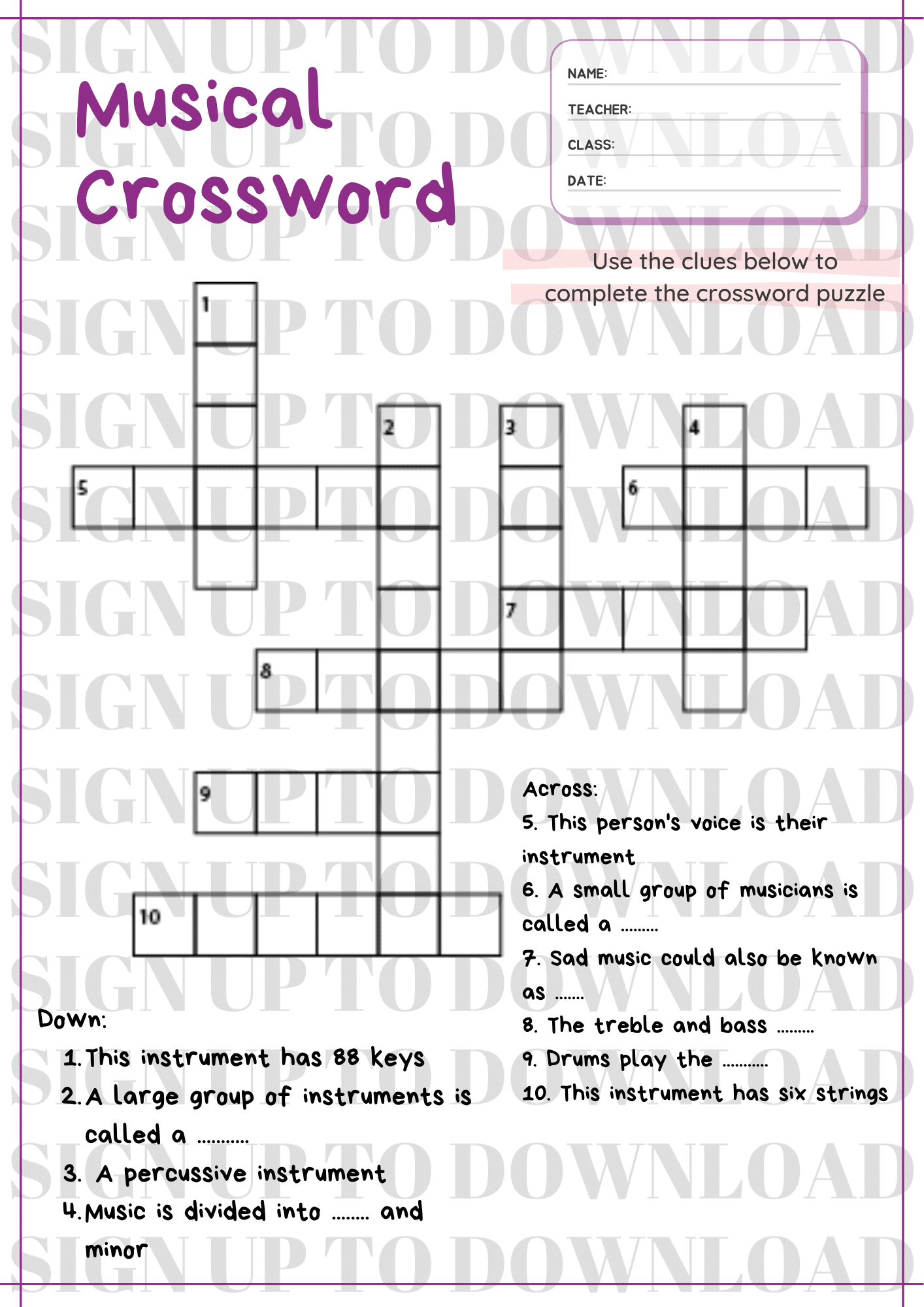 very in music crossword clue