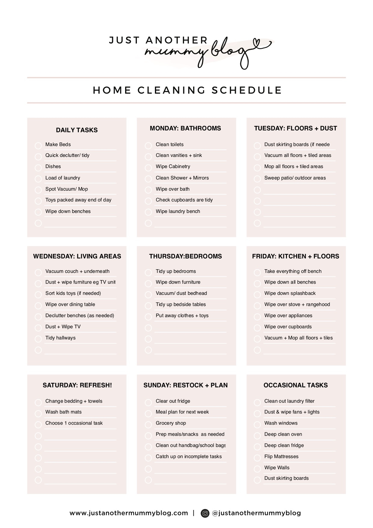 My Cleaning Schedule For The Home Steph Pase Just Another Mummy Blog My Cleaning Schedule For The Home Steph Pase Just Another Mummy Blog