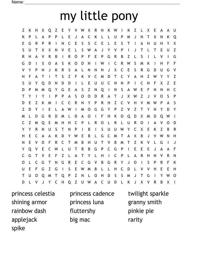 My Little Pony Unscramble WordMint
