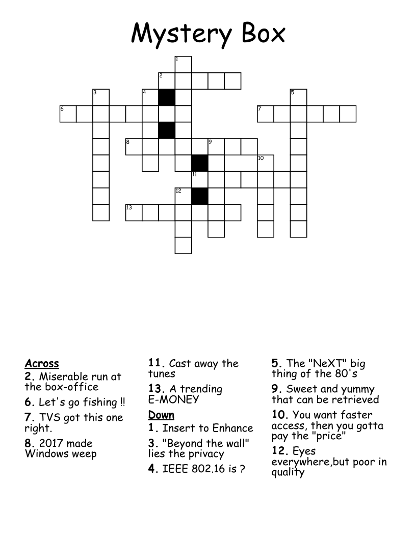 Mystery Box Crossword WordMint Mystery Box Crossword WordMint