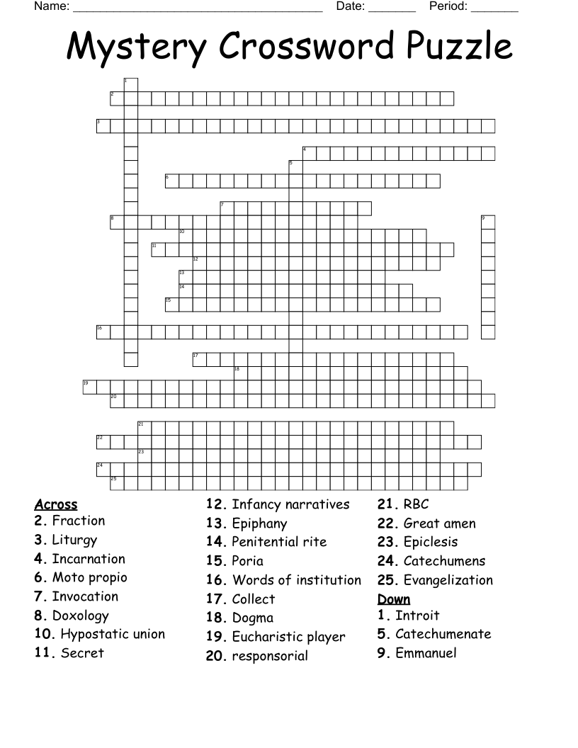 Mystery Crossword Puzzle WordMint