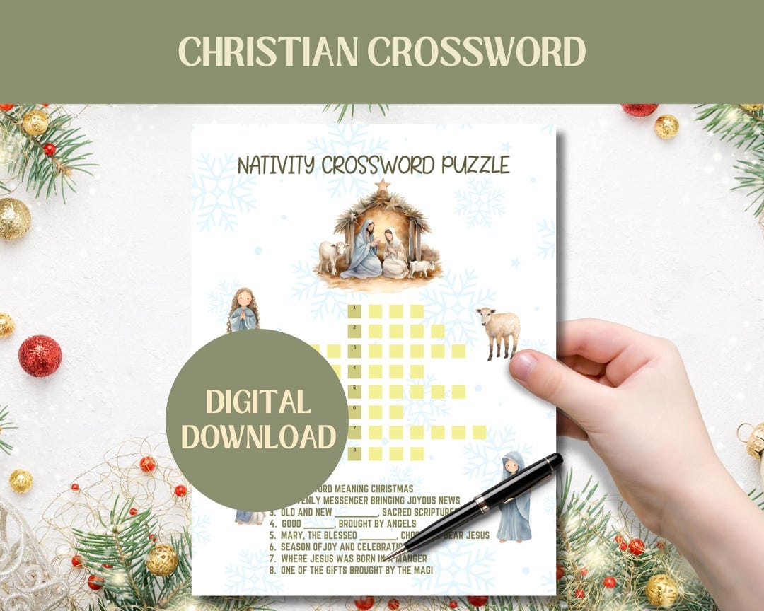 Nativity Crossword Puzzle Christian Christmas Game digital Download Etsy