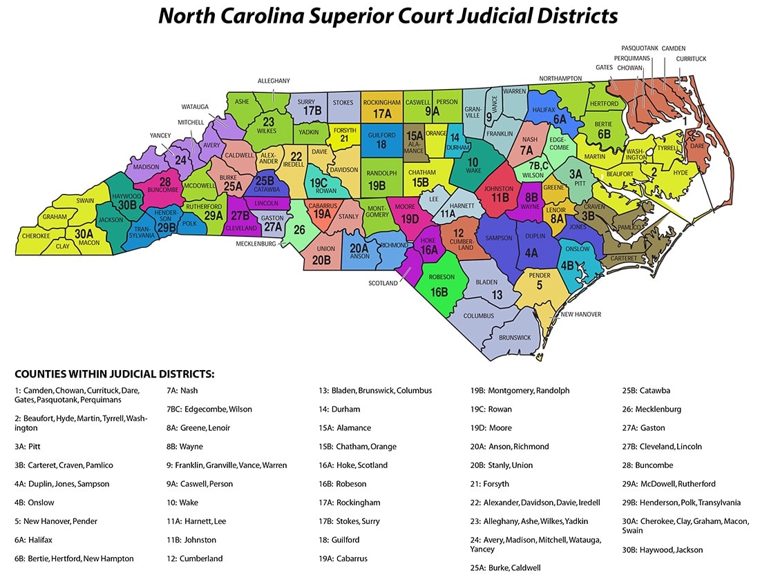 Nc counties court map 1100 px Business North Carolina
