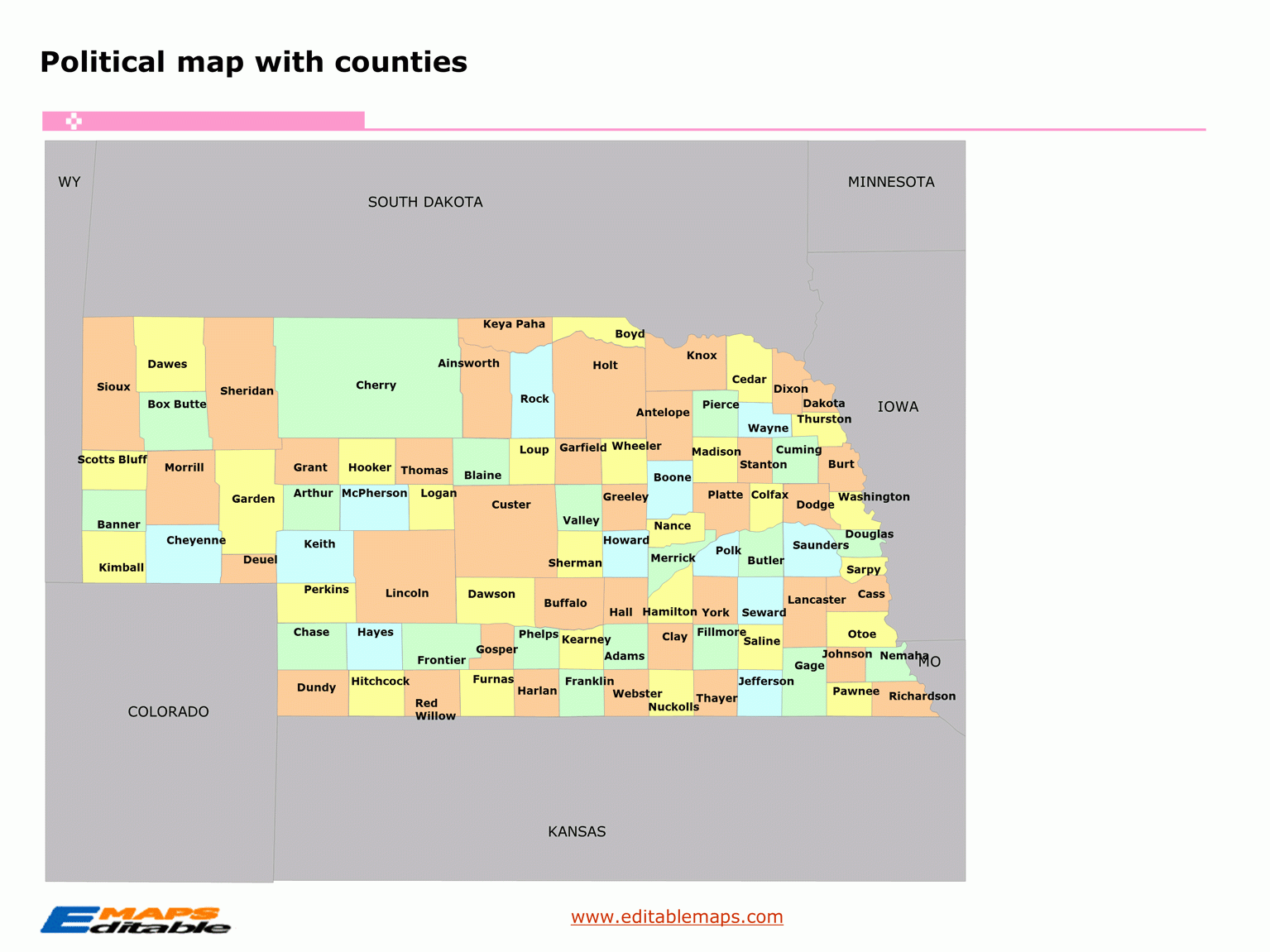 nebraska map with counties nebraska map with counties