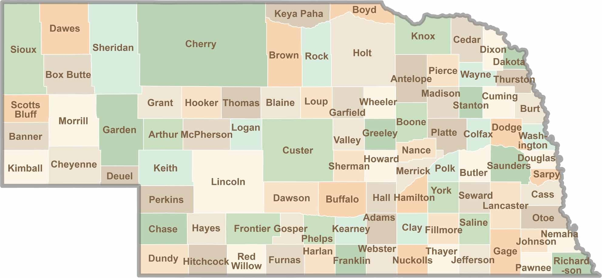Nebraska County Map US County Maps Nebraska County Map US County Maps