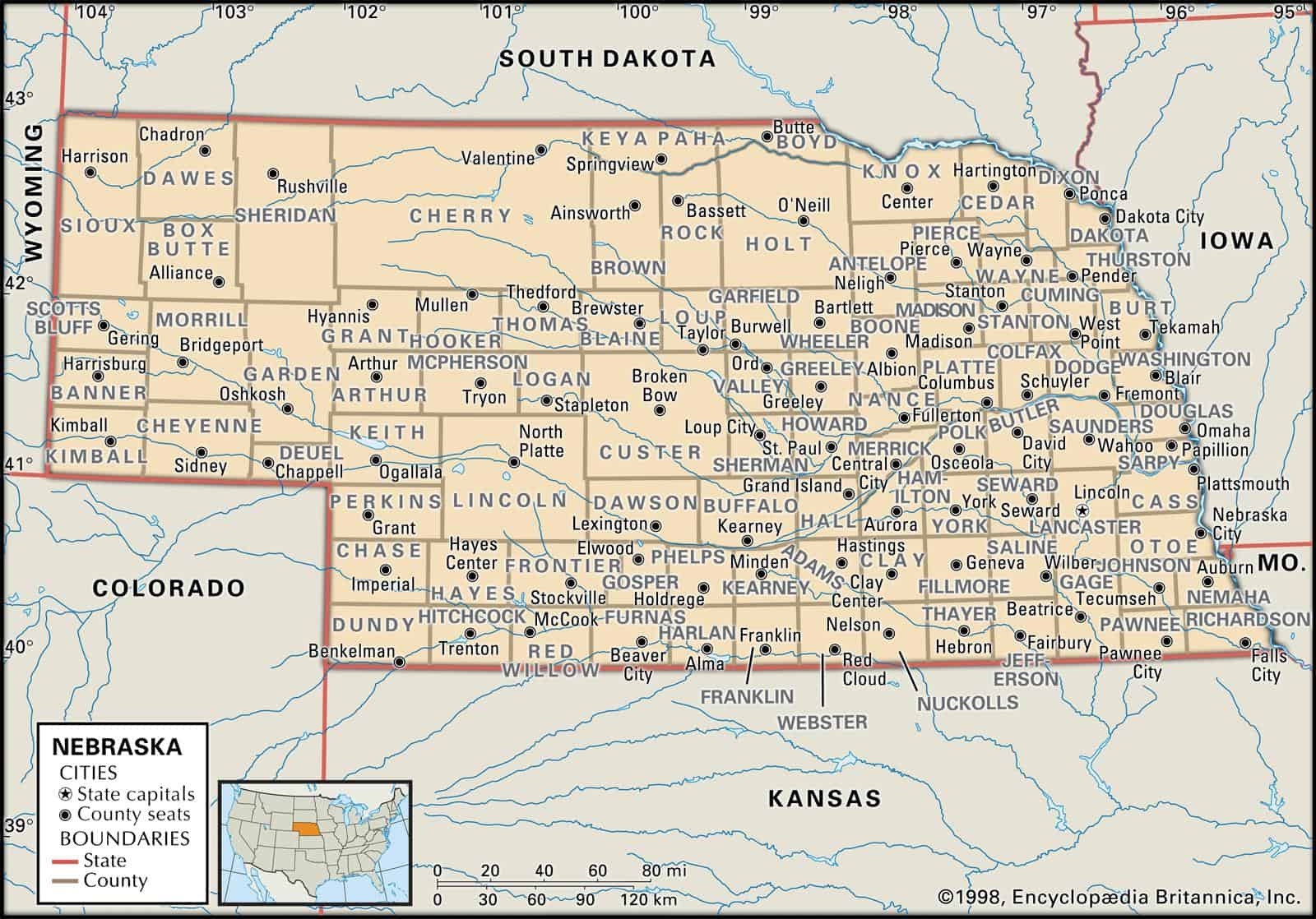 Nebraska County Maps Interactive History Complete List