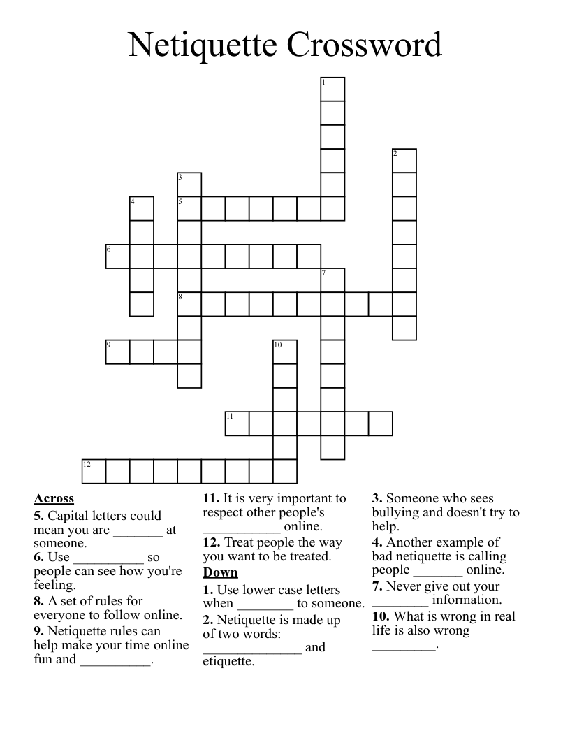Netiquette Crossword WordMint
