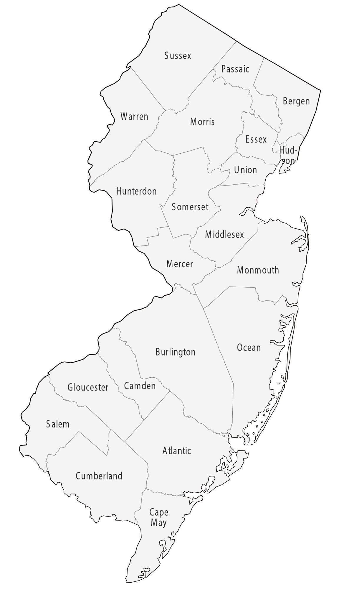 map of nj counties