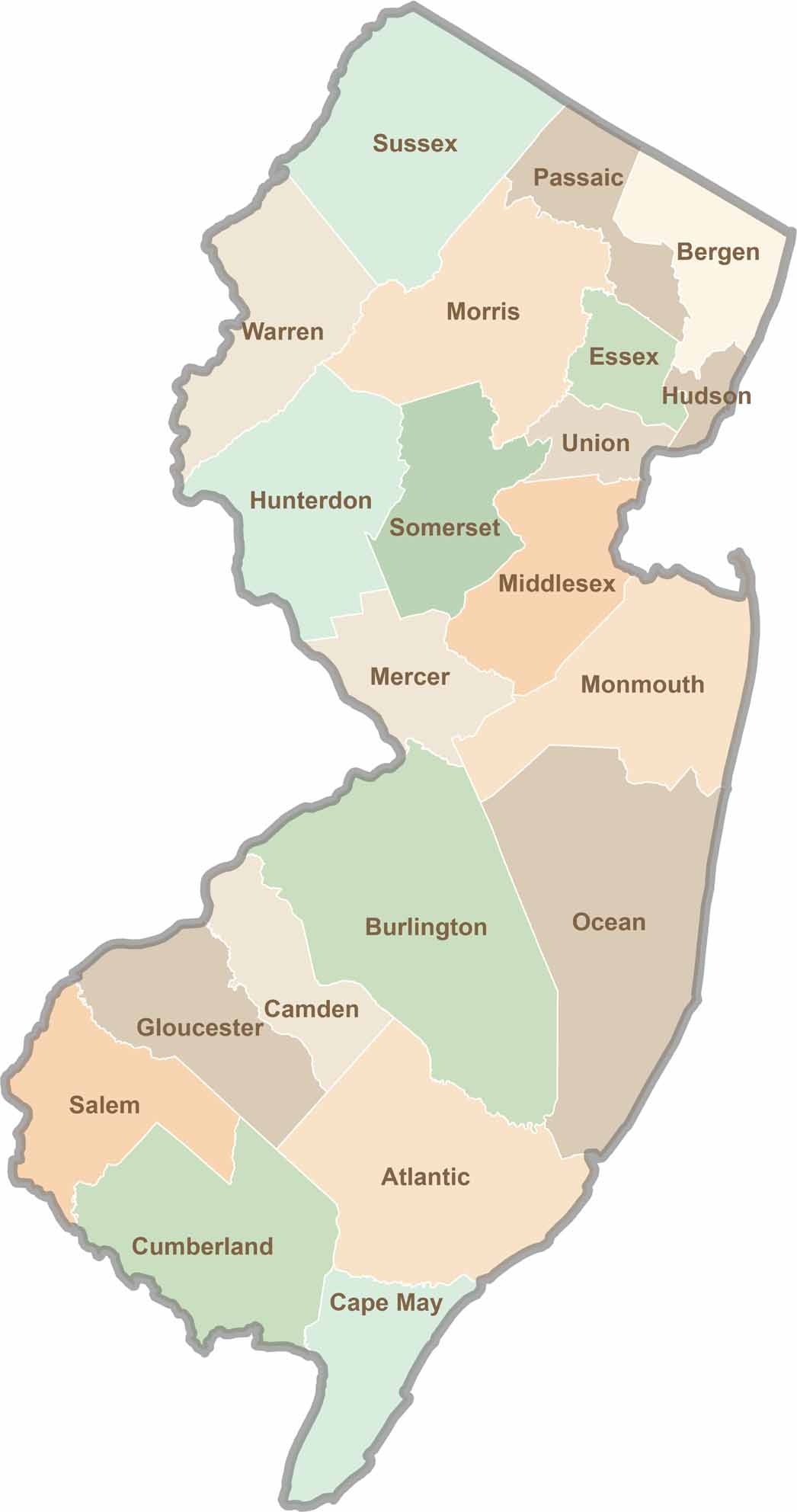 county map of nj