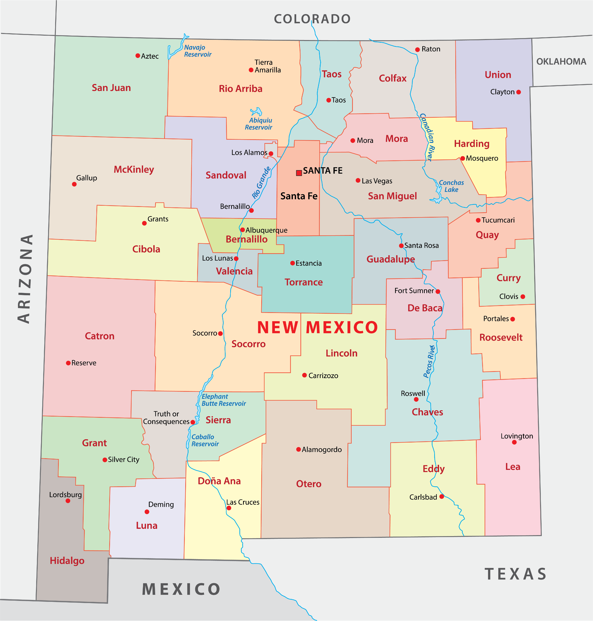 New Mexico Counties Map Mappr