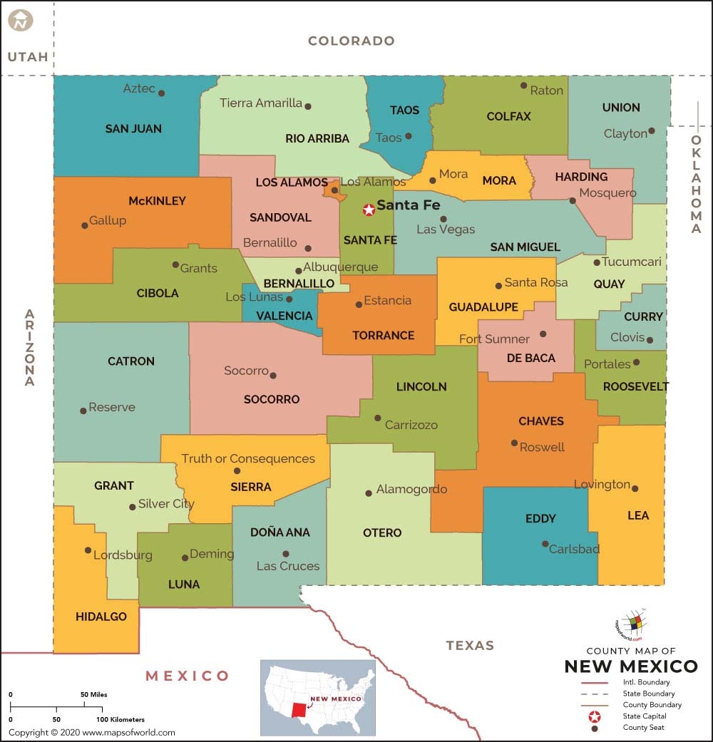 New Mexico County Map MapsofWorld New Mexico County Map MapsofWorld