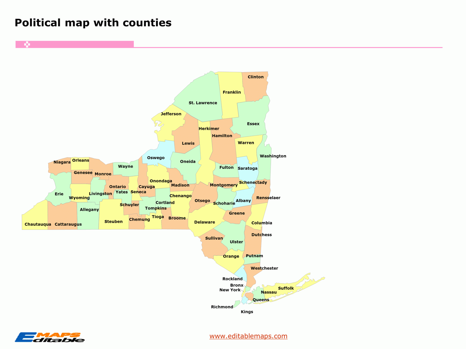 New York County Map Editable PowerPoint Maps New York County Map Editable PowerPoint Maps