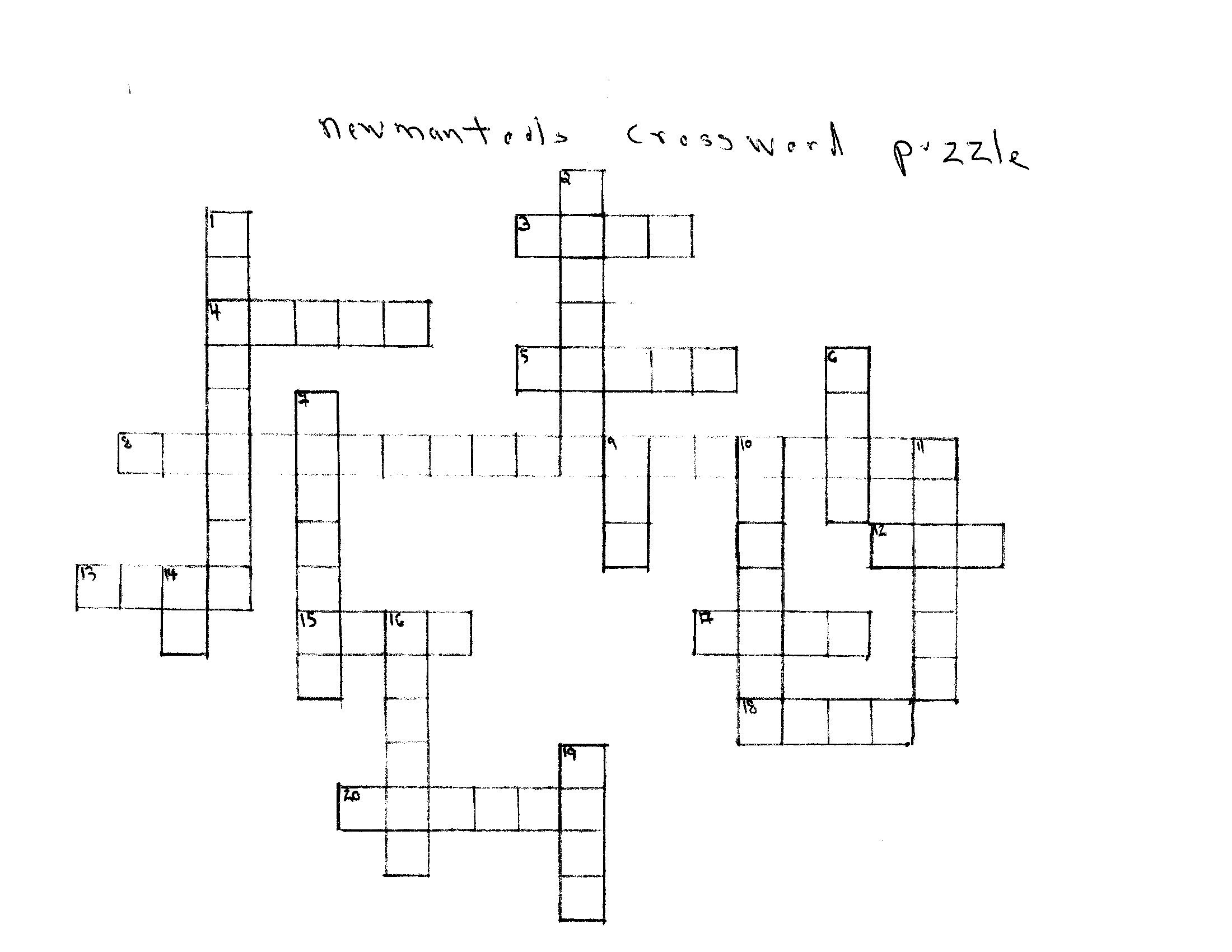 Newman Tools Crossword Puzzle See Home Page For Clues Newman Tools