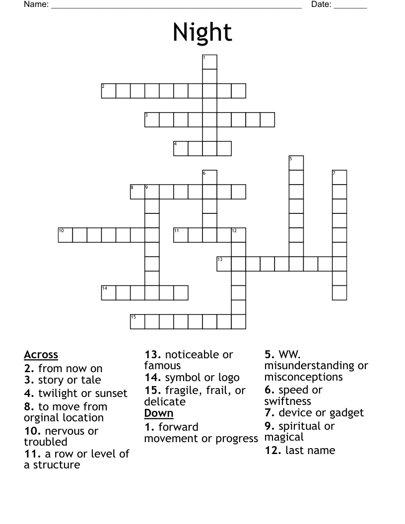 Night Crossword WordMint