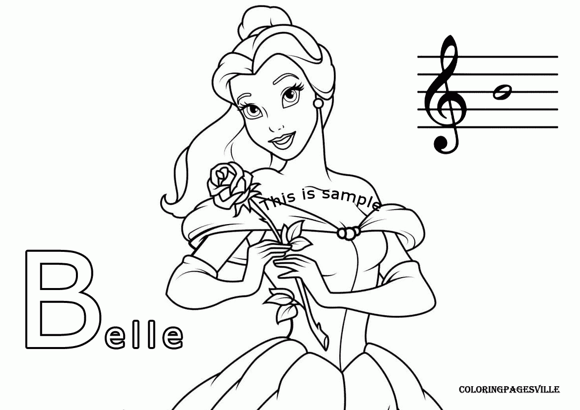 Note B Belle From Beauty And The Beast Coloring Pages Note B Belle From Beauty And The Beast Coloring Pages