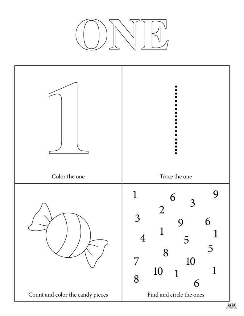 number 1 tracing worksheets