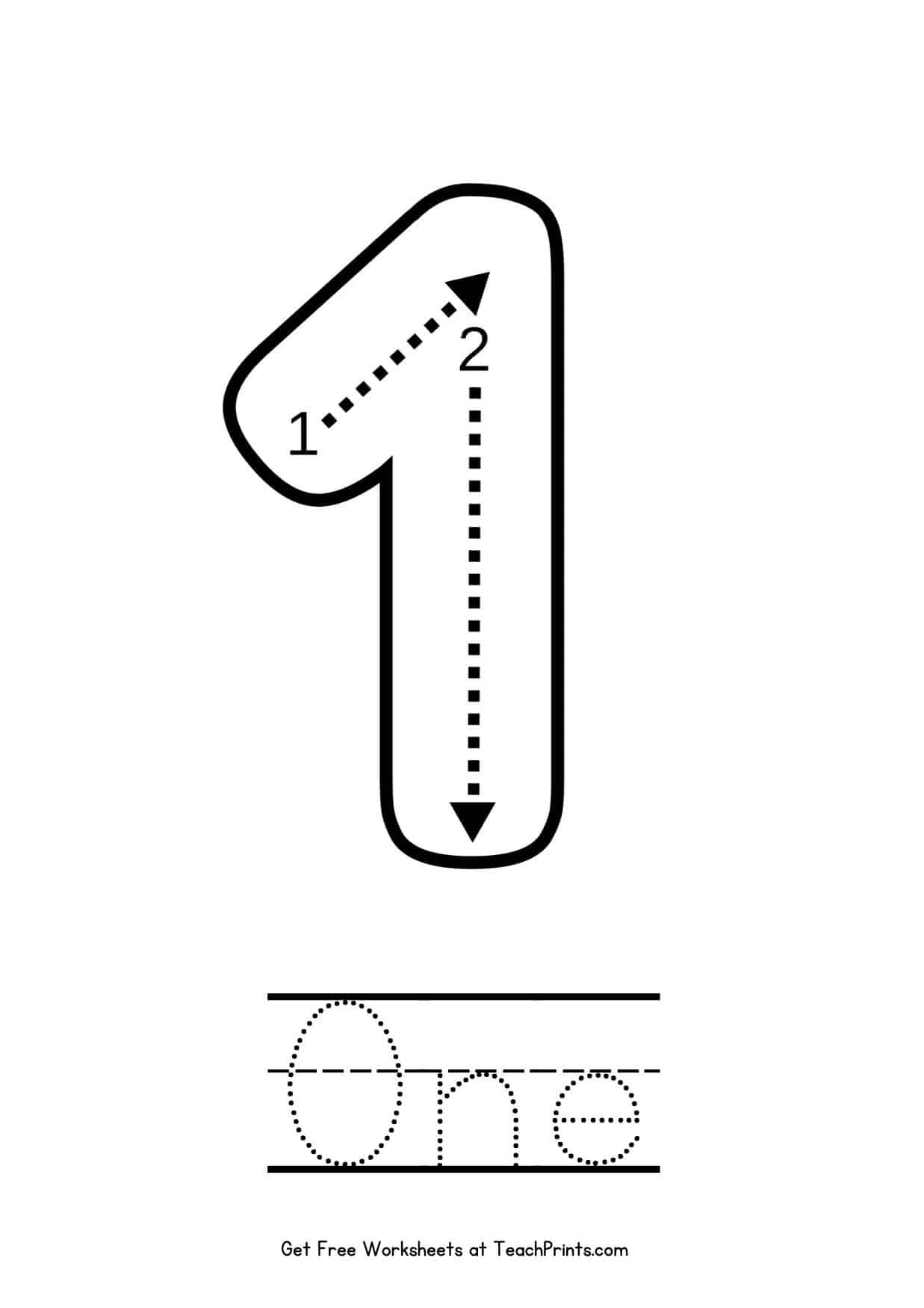 Number 1 Tracing Worksheets Free Printables Teach Prints