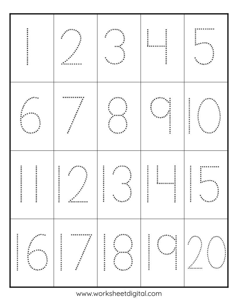 Number Tracing Worksheet 1 20 Preschool Kindergarten PDF File Etsy Number Tracing Worksheet 1 20 Preschool Kindergarten PDF File Etsy