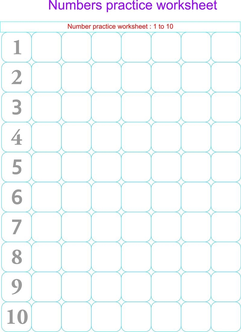 Numbers Practice Worksheets 1 10 Numbers Practice Worksheets 1 10