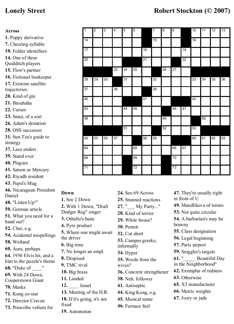 October 2007 Beekeeper Crosswords