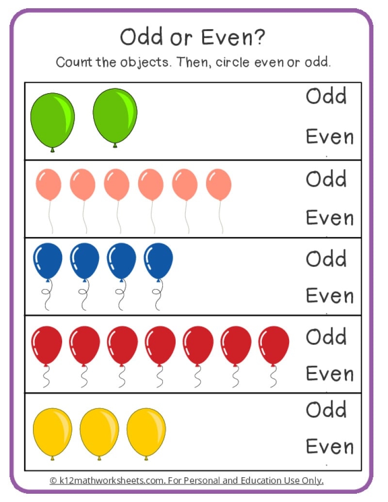 Odd And Even Numbers Worksheets