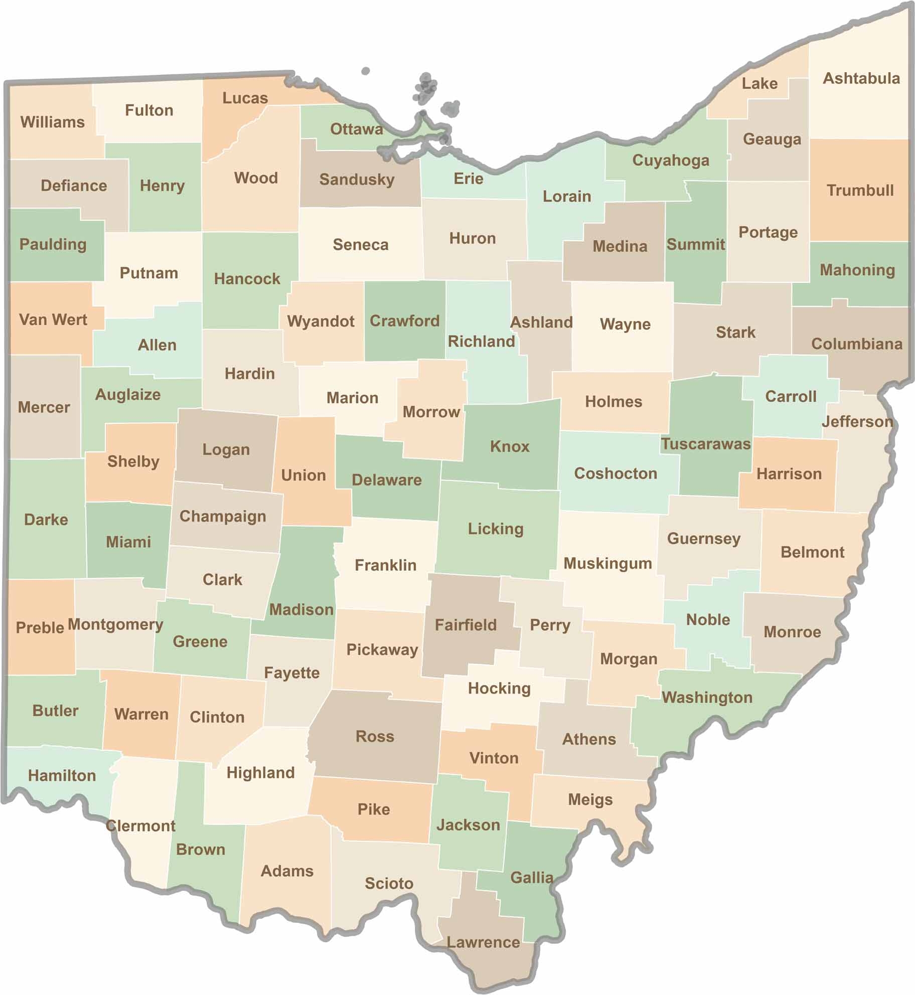 county map of ohio county map of ohio