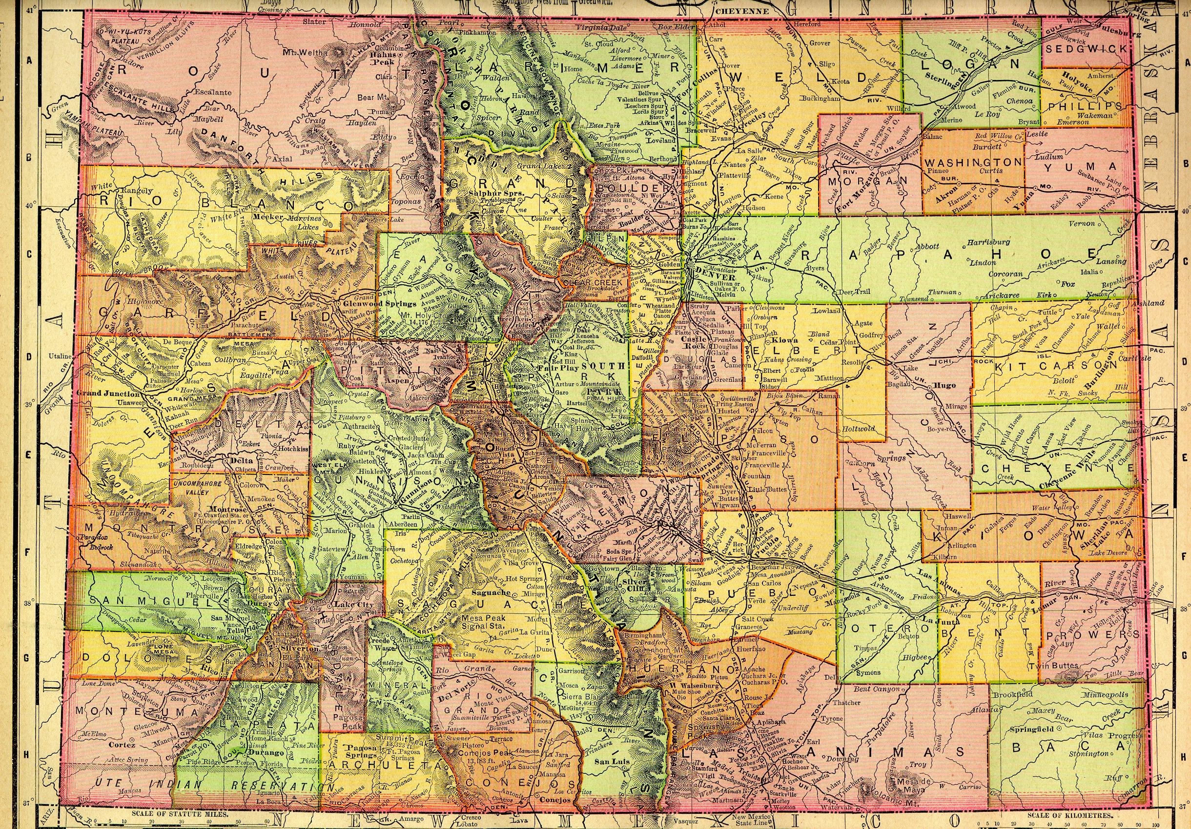 Old Historical City County And State Maps Of Colorado