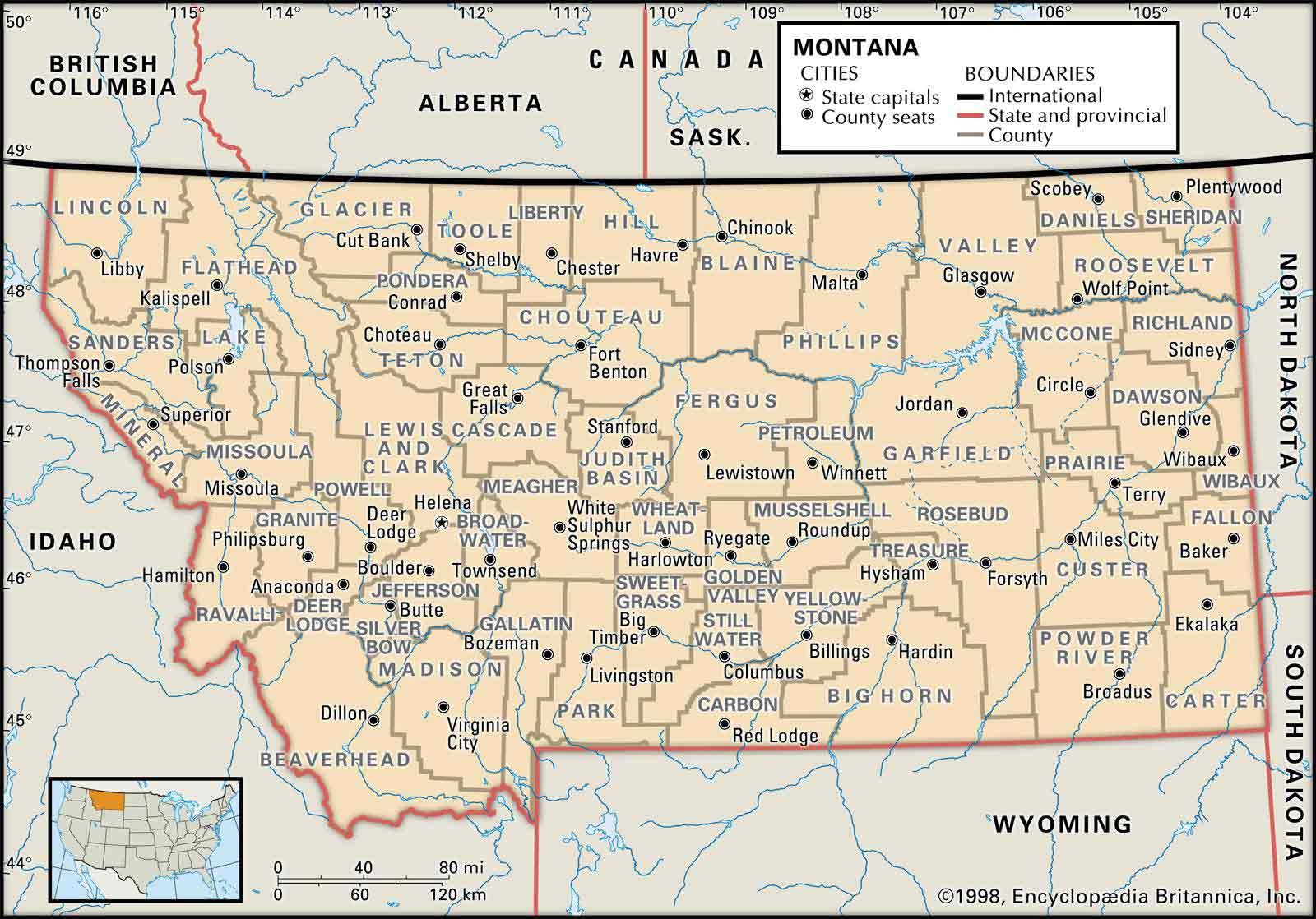montana map with counties