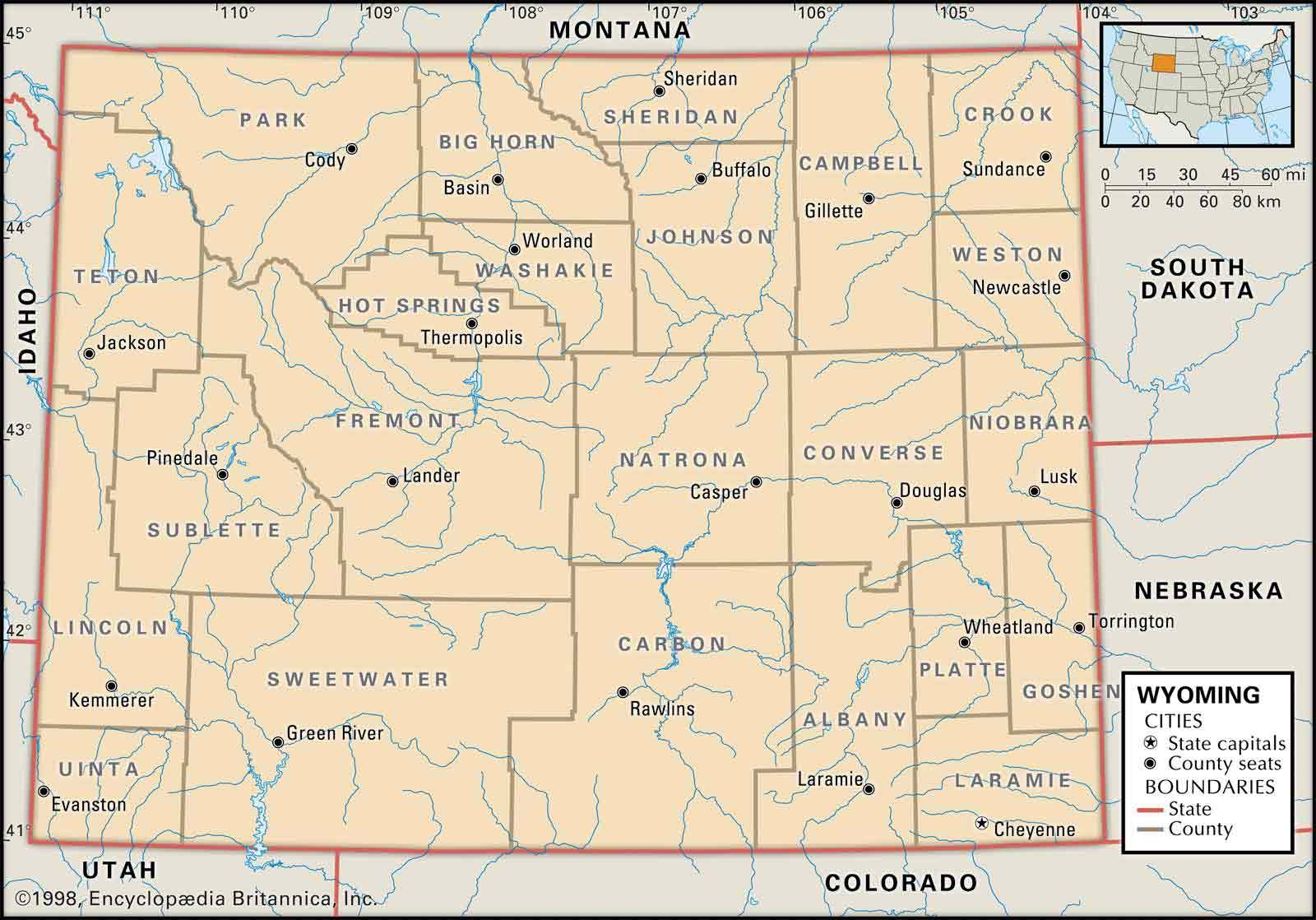 Old Historical City County And State Maps Of Wyoming